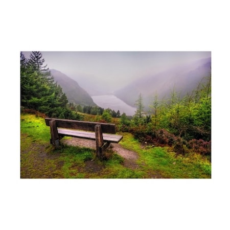 Jenny Rainbow Fine Art 'Bench Over The Upper Lake In Glendalough Ireland' Canvas Art,30x47